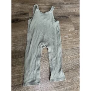 Angel Dear Size 12-18 Months Sage Green Waffle Overalls EUC